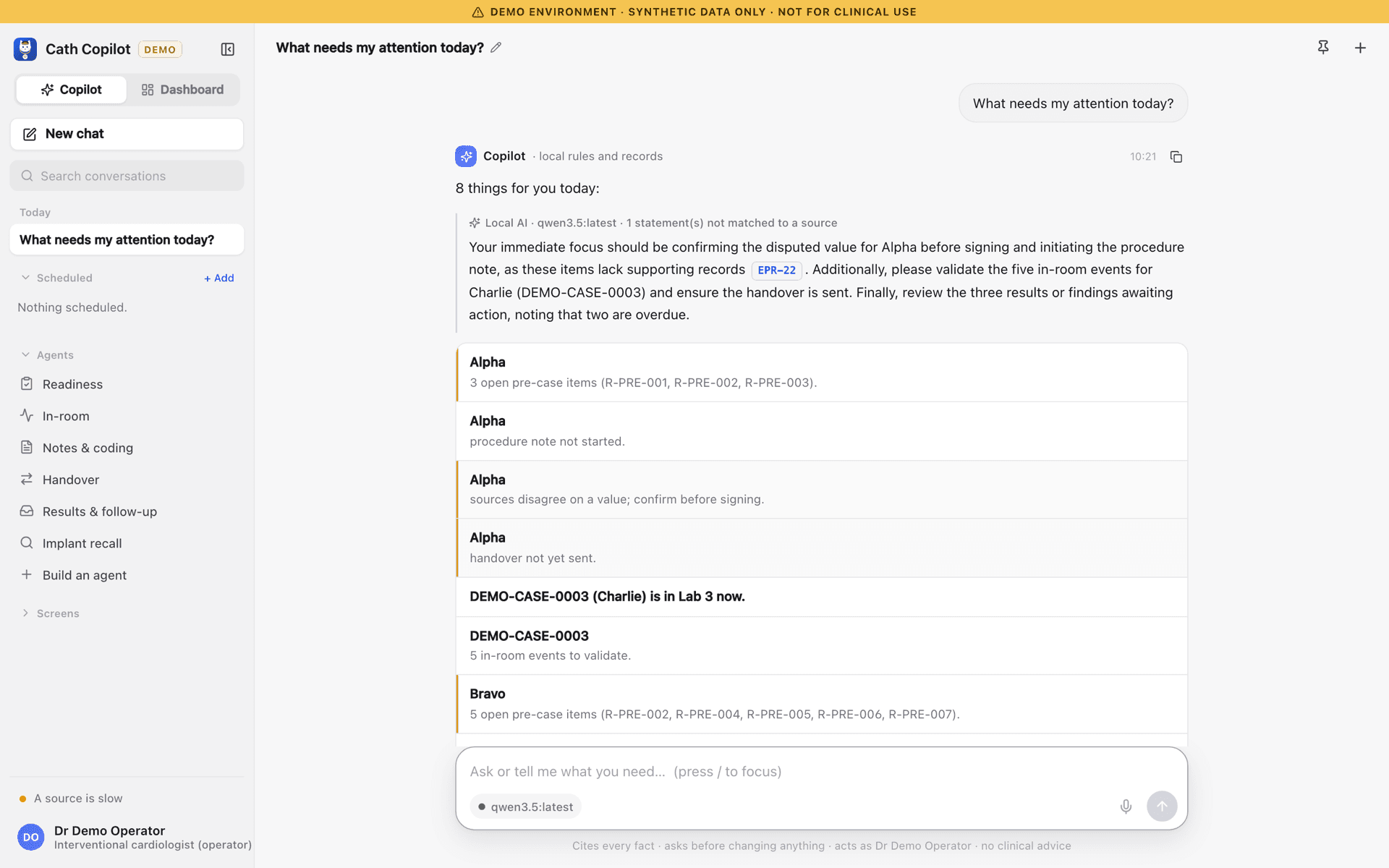 Cath Copilot product screenshot